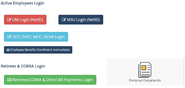 Shows the BusinessSolver login buttons on the main page and the Personal Documents Paper Icon