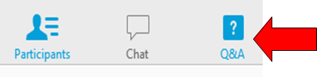 Image showing the WebEx menu.  To ask a question click the Q&A icon.