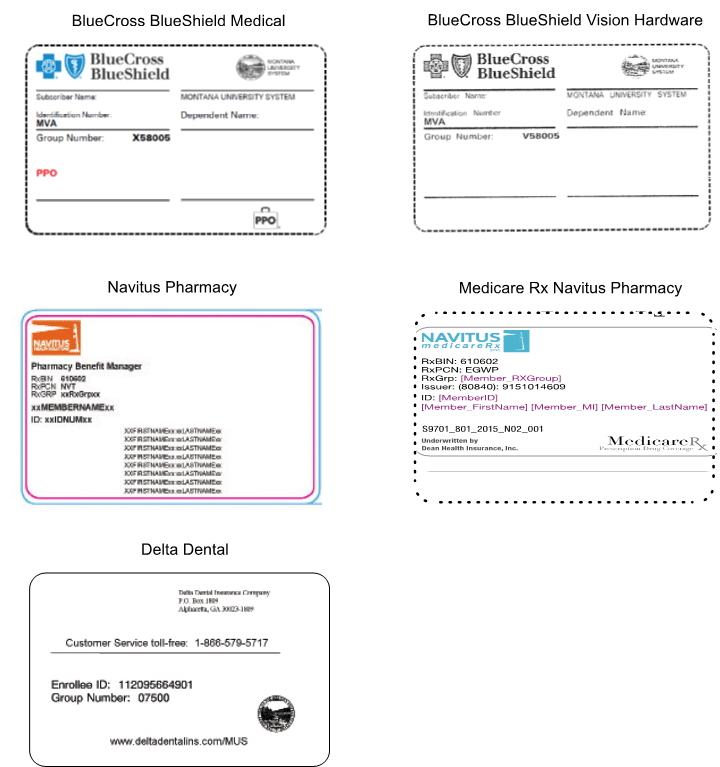 Example images of insurance cards